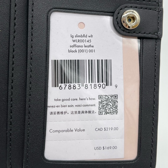 Kate Spade Large Slim Bifold Wallet Black - Picture 7 of 8